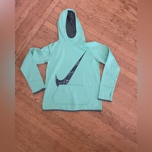 Nike teal Hoodie with thumb holes and funnel neck